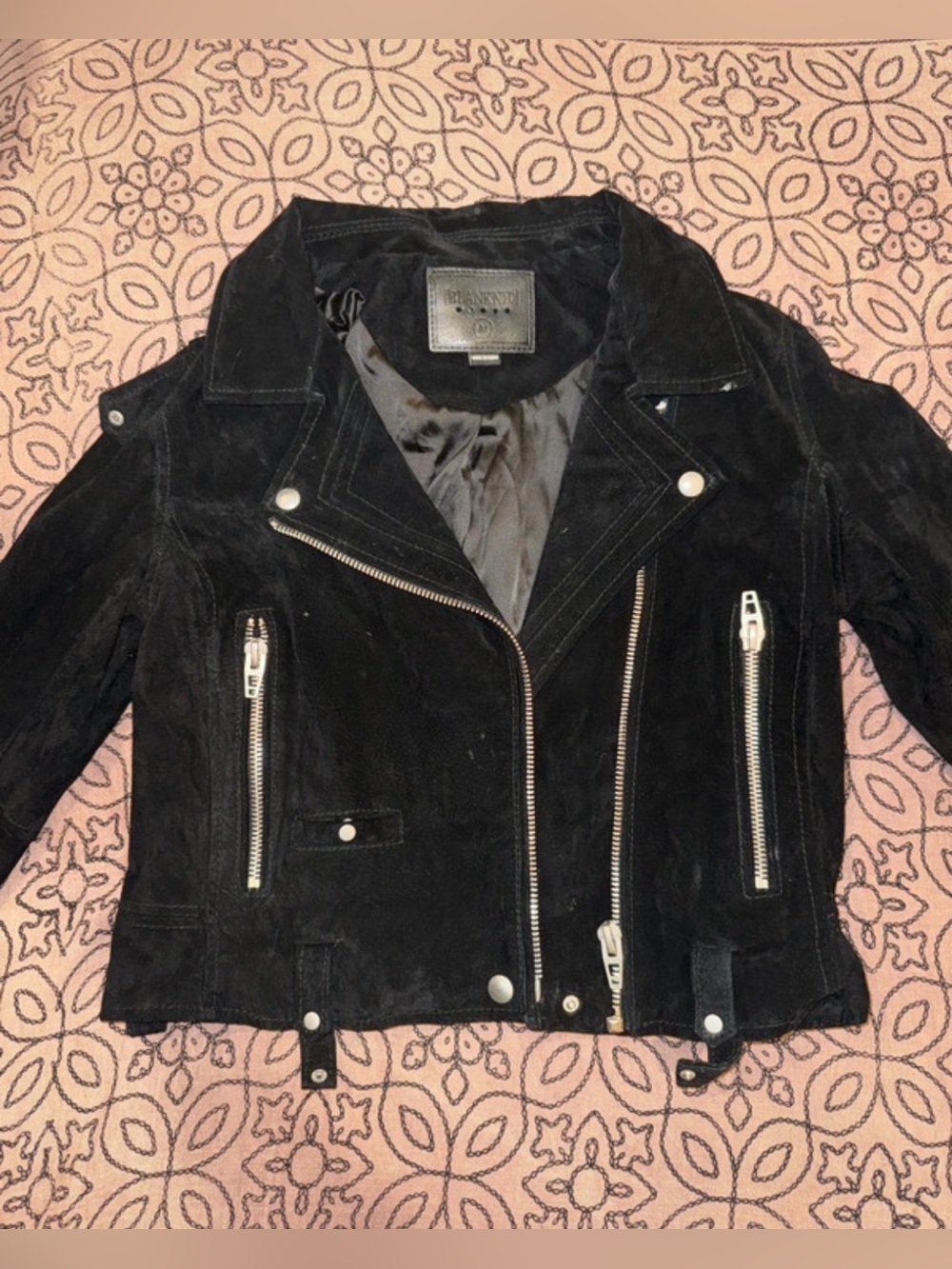 Blank NYC x Free People Black Suede Biker Jacket with Silver Hardware